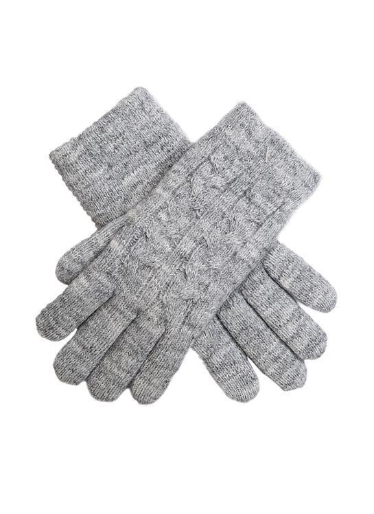 Dents Womens Cable Knit Gloves in Dove Grey