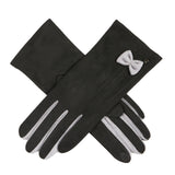 Dents Women' Touchscreen Velour-Lined Faux Suede Gloves in Black/Grey