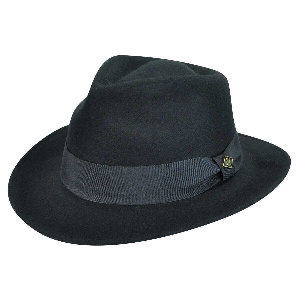 Goorin Bros. F. Fratelli Fedora Wide Brim Hat Women Men Jazz Style - Black