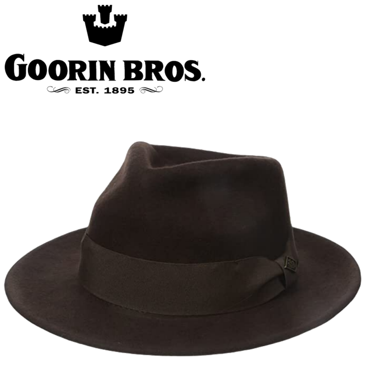 Goorin Bros. F. Fratelli Fedora Wide Brim Hat Men's Cap Ribbon Band - Brown