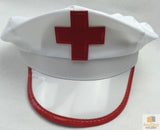 NURSE HAT Doctor Fancy Halloween Party Costume Accessory Cap - White/Red