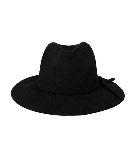 Maddison Avenue Womens Adjustable Wool Vintage Fedora Hat Bow One Size - Black