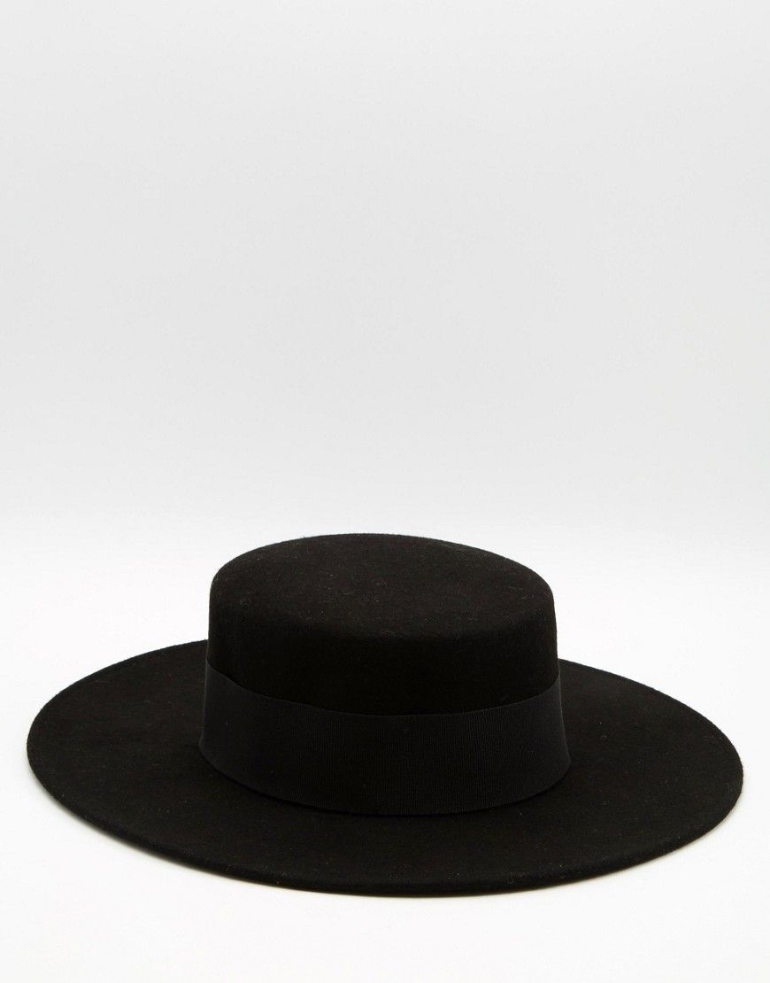 Maddison Avenue Womens Adjustable Wool Flat Top Fedora Hat One Size - Black