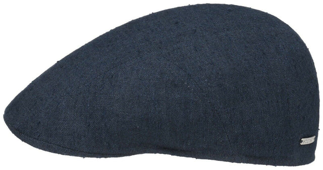 Stetson Mens Medison Flat Cap Ivy Golf Canvas Linen Silk - Navy