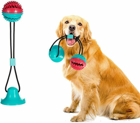 Dog Toy Suction Cup Self-Playing Rubber Ball Chew Food Dispensing Toothbrush