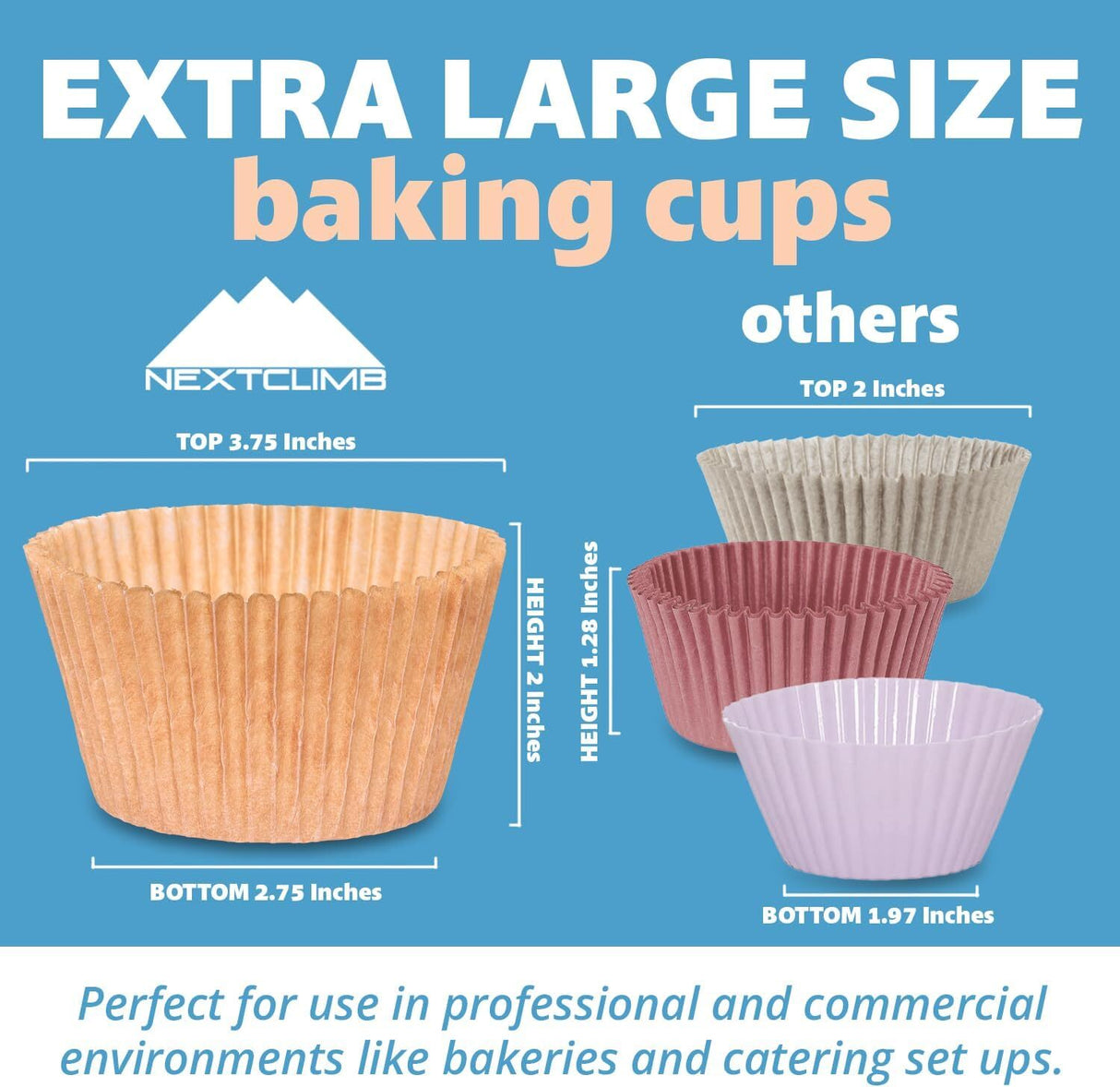 100pcs Brown Thick Muffin Cupcake Liners for Baking Jumbo