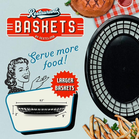 12x Reusable Fast Food Restaurant Baskets Bread Serving Trays - 12" x 9"