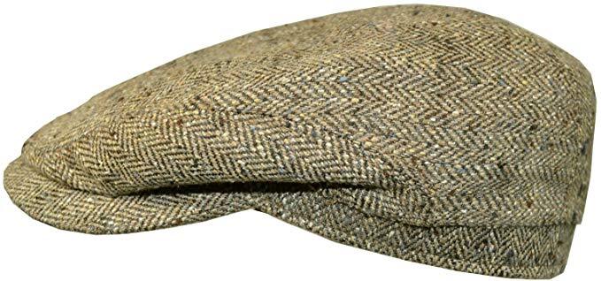 Stetson Mens Driver Flat Cap Ivy Golf Pure Silk - Beige/Olive