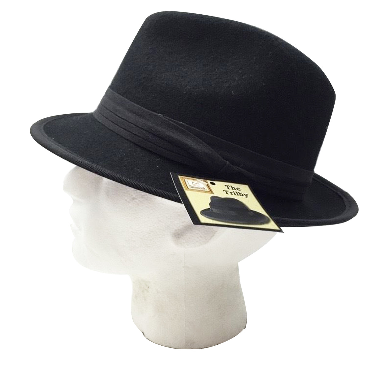 100% Premium Wool Felt Trilby Fedora Hat Panama Wide Brim Warm Winter Cap - Black