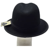 100% Premium Wool Felt Trilby Fedora Hat Panama Wide Brim Warm Winter Cap - Black