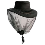 Deluxe MOSQUITO HAT NET Head Protector Bee Bug Mesh Mozzie Insect Fishing Fly - Black