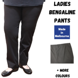 Womens Straight Leg Bengaline Pull On Stretch Work Pants Ladies Bottoms Ponte