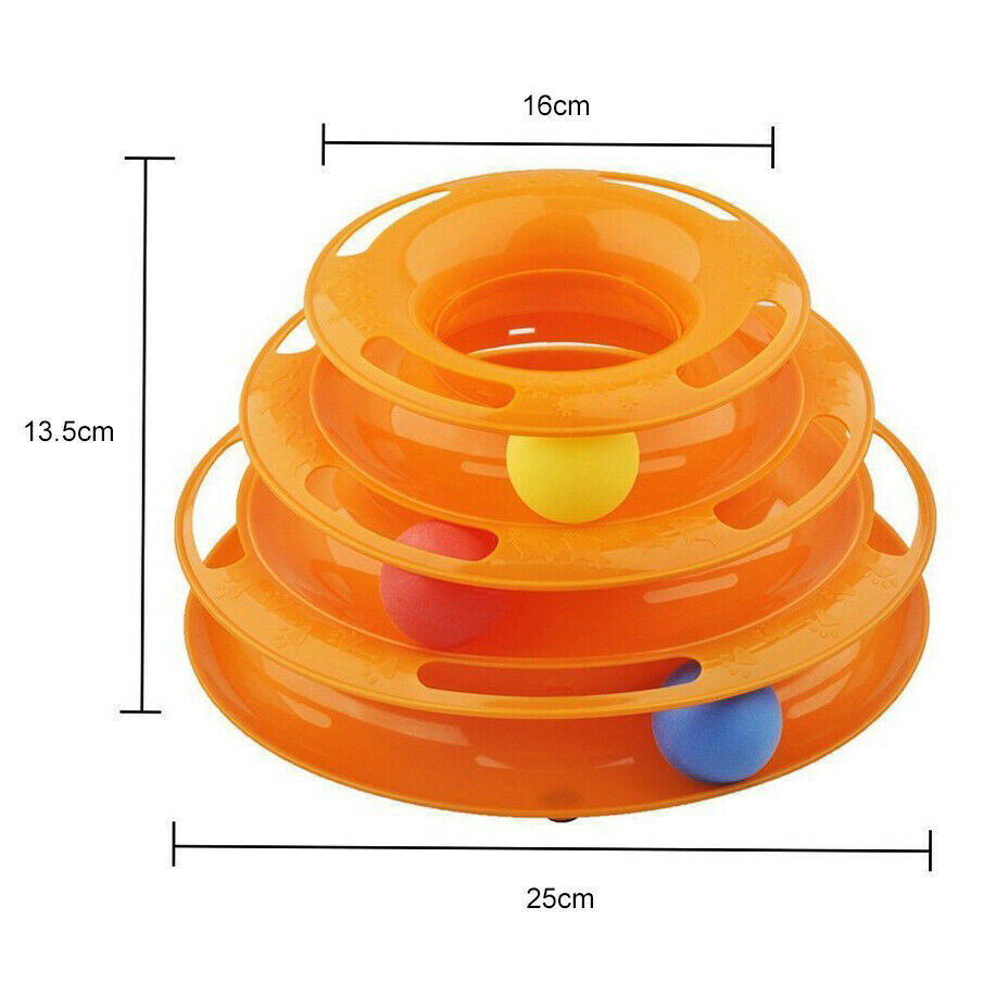 Funny Cat Toy Plastic Tower Interactive Track Ball Playing Game - Assorted Colours