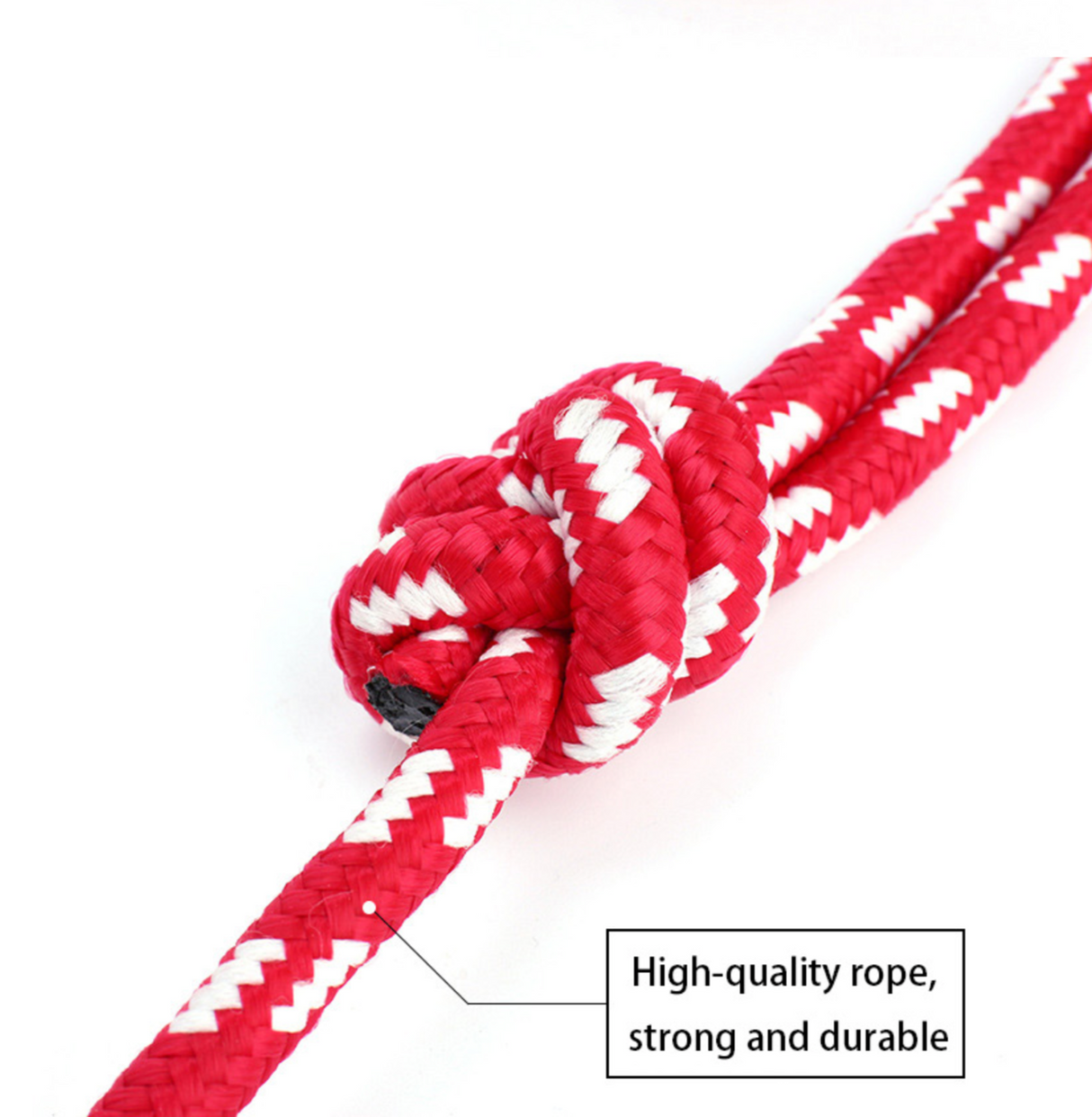 Heavy Duty Dog Toy Rubber Ball w/ Rope Throw Tug Pull Tough Chew Strong in Red