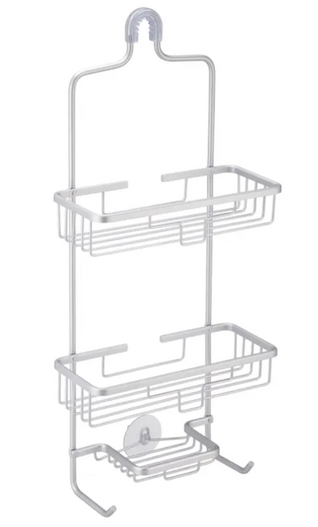 3 Tier Shower Caddy Bath Rack Aluminium Plated Hanging Basket - Silver