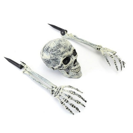 3 Piece Halloween Horror Buried Alive Skeleton Skull Home Garden Yard Lawn Decoration