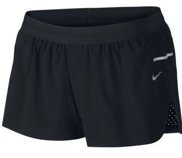 Nike Womens Race Woven Running Gym Shorts - Black/Silver