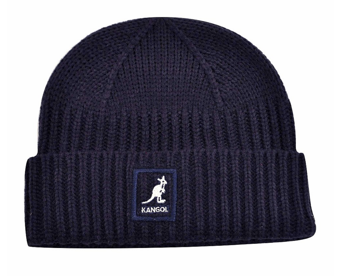 KANGOL Fashioned Cuff Pull On Beanie Warm Hat Knitted Cap - Atlantis (Navy)