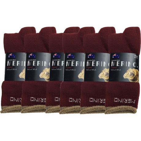 6 Pairs MERINO WOOL SOCKS Mens Heavy Duty Premium Thick Work Socks Cushion BULK - Charcoal