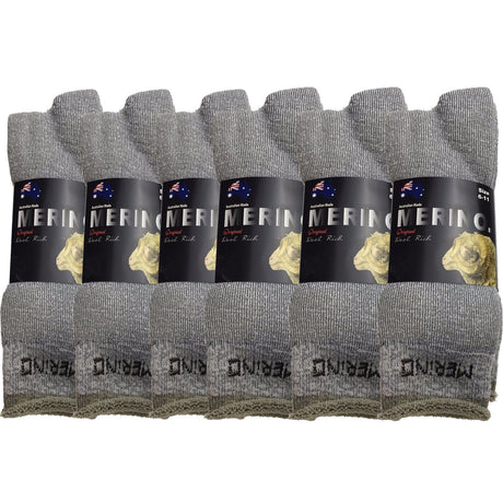 6 Pairs MERINO WOOL SOCKS Mens Heavy Duty Premium Thick Work Socks Cushion BULK - Mystery Mix of 2 Colours