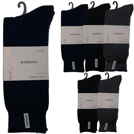 6 Pairs PREMIUM BAMBOO SOCKS Mens Heavy Duty Thick Work Socks BULK Cushion - Charcoal Grey