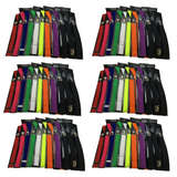 6x Mens Suspenders Braces Adjustable Strong Clip On Elastic Formal Wedding BULK - Assorted Colour Pack