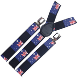 6x Mens Suspenders Braces Adjustable Strong Clip On Elastic Formal Wedding BULK - Australia Flag