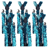 6x Mens Suspenders Braces Adjustable Strong Clip On Elastic Formal Wedding BULK - Blue (Sequin)