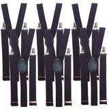 6x Mens Suspenders Braces Adjustable Strong Clip On Elastic Formal Wedding BULK - Brown