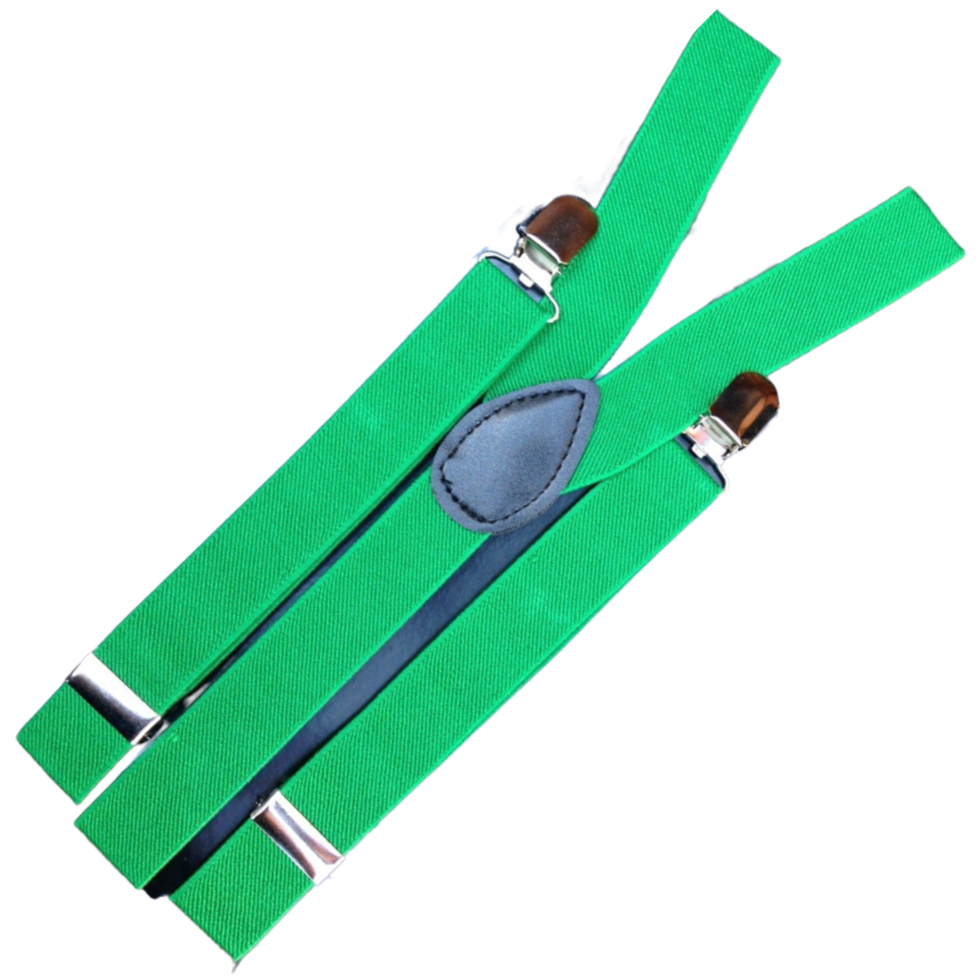 6x Mens Suspenders Braces Adjustable Strong Clip On Elastic Formal Wedding BULK - Dark Green