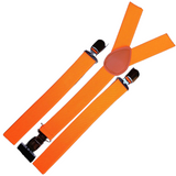 6x Mens Suspenders Braces Adjustable Strong Clip On Elastic Formal Wedding BULK - Fluro Orange