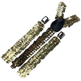 6x Mens Suspenders Braces Adjustable Strong Clip On Elastic Formal Wedding BULK - Gold (Sequin)