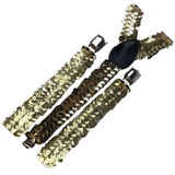 6x Mens Suspenders Braces Adjustable Strong Clip On Elastic Formal Wedding BULK - Gold (Sequin)