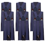 6x Mens Suspenders Braces Adjustable Strong Clip On Elastic Formal Wedding BULK - Grey