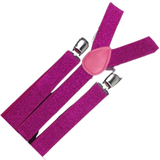 6x Mens Suspenders Braces Adjustable Strong Clip On Elastic Formal Wedding BULK - Hot Pink (Glitter)