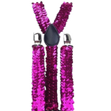 6x Mens Suspenders Braces Adjustable Strong Clip On Elastic Formal Wedding BULK - Hot Pink (Sequin)