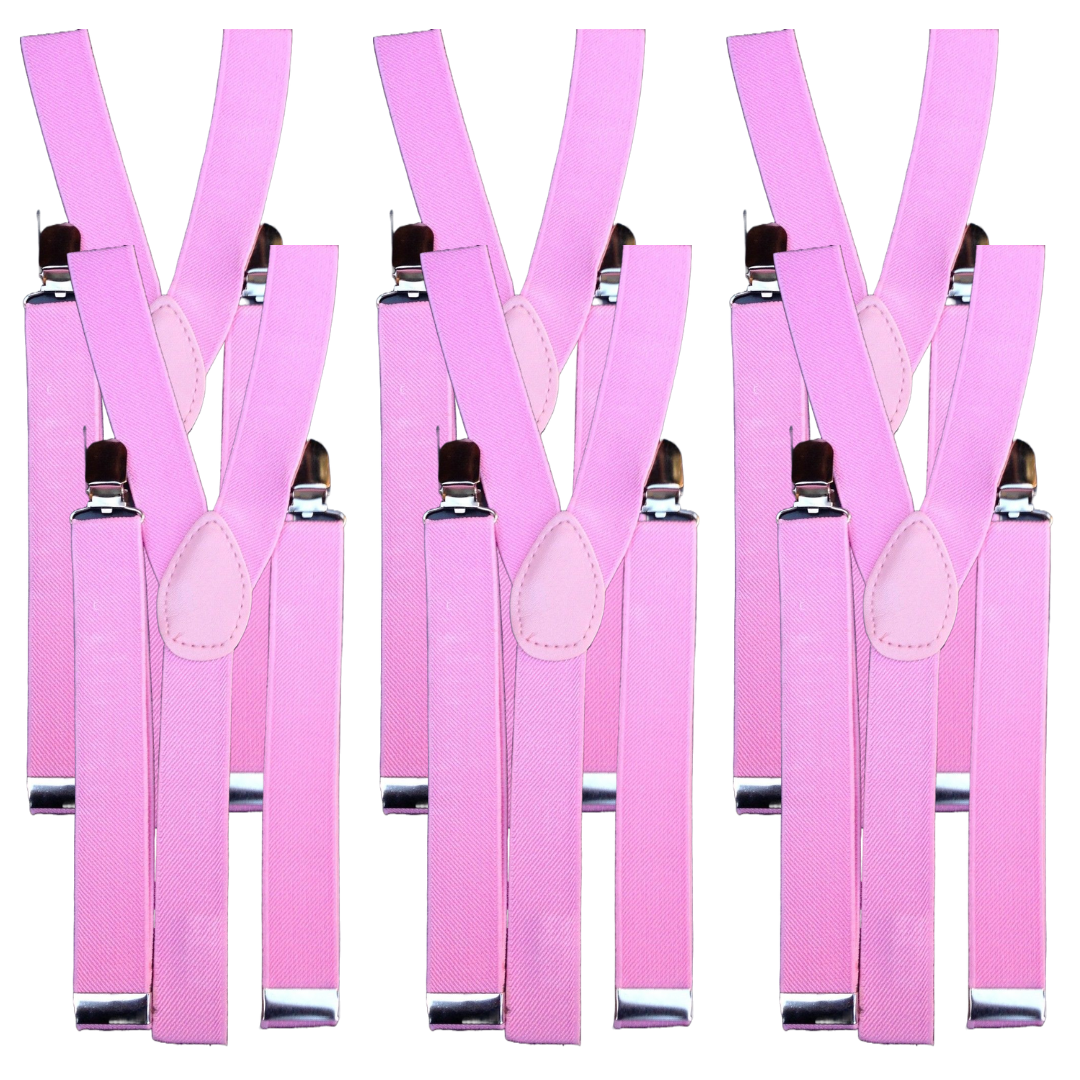 6x Mens Suspenders Braces Adjustable Strong Clip On Elastic Formal Wedding BULK - Lilac