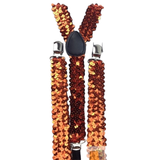 6x Mens Suspenders Braces Adjustable Strong Clip On Elastic Formal Wedding BULK - Orange (Sequin)