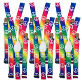 6x Mens Suspenders Braces Adjustable Strong Clip On Elastic Formal Wedding BULK - Rainbow with Peace Symbol