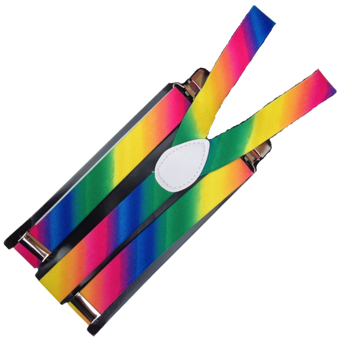 6x Mens Suspenders Braces Adjustable Strong Clip On Elastic Formal Wedding BULK - Rainbow