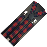 6x Mens Suspenders Braces Adjustable Strong Clip On Elastic Formal Wedding BULK - Tartan 1