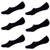 6x NO SHOW COTTON SOCKS Non Slip Heel Grip Low Cut Invisible Footlet Seamless - Charcoal