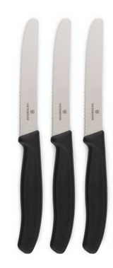 3x Victorinox Standard Wavy Edge Steak and Tomato Knife - Black