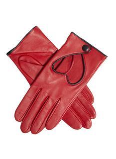 Dents Womens Heart Leather Driving Gloves - Berry/Black