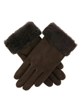 Dents Womens Louisa Sheepskin Gloves Winter Ladies Glove - Suede Brown