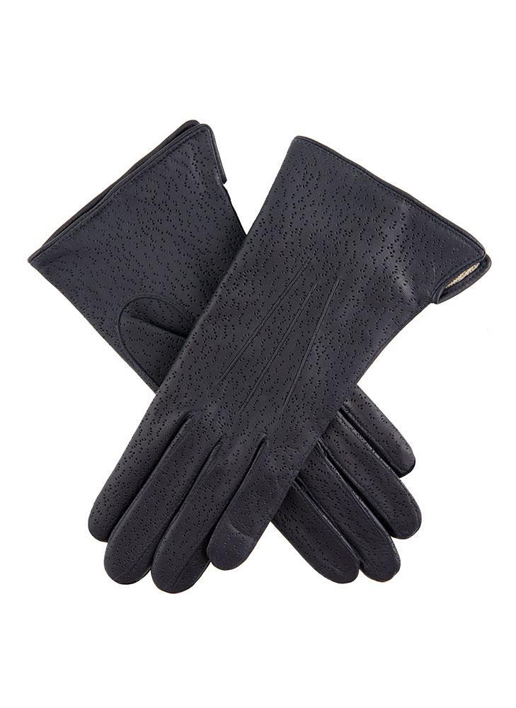 Dents Womens Imipec Leather Gloves Warm Winter Elegant - Navy