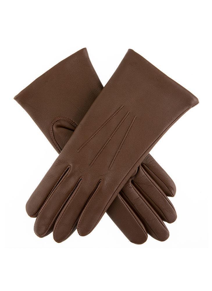 Dents Womens Emma Three-Point Leather Gloves - Chestnut