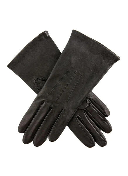 Dents Womens Elizabeth 3 Point Silk Lined Leather Gloves - Black