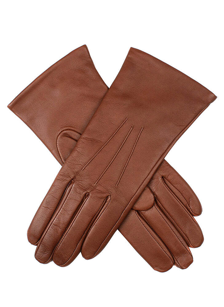 Dents Womens Cashmere Lined Touchscreen Leather Gloves in Cognac