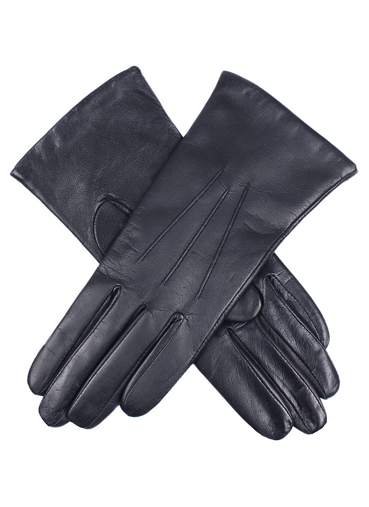 Dents Women’s Cashmere-Lined Tech Touchscreen Leather Gloves - Navy